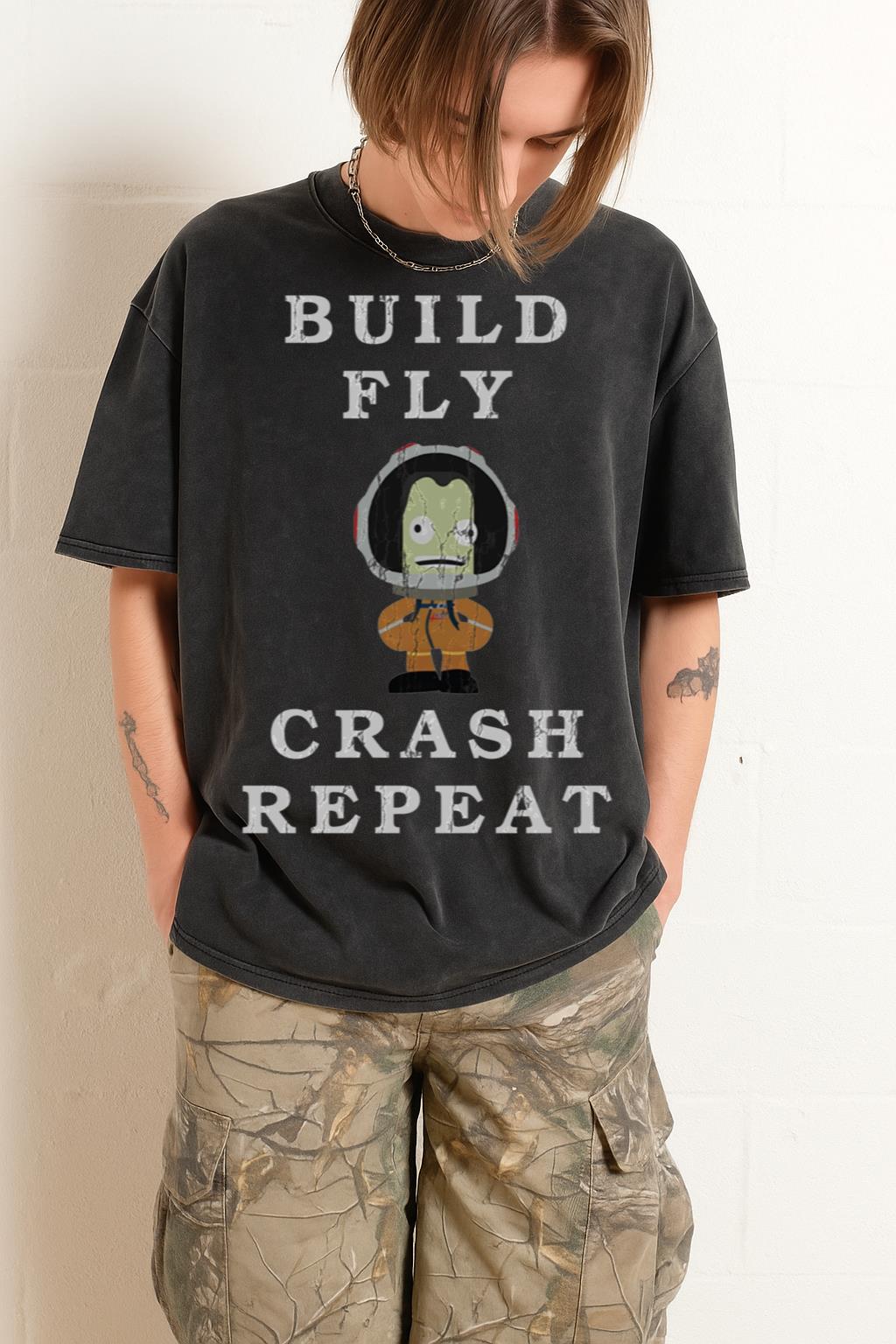 Kerbal Space Program T-Shirt | Build Fly Crash Repeat KSP Tee